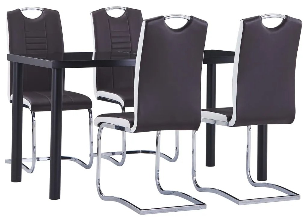 3053030 vidaXL Set mobilier de bucătărie, 5 piese, maro, piele ecologică