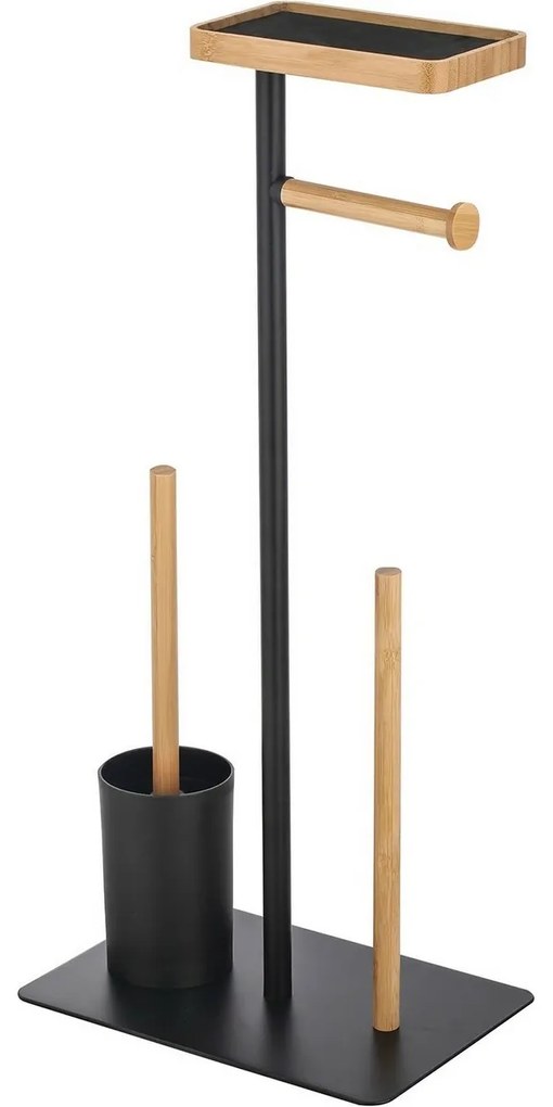 Suport pentru hârtie igienică cu perie șisuport MSV Teiki 20 x 30 x 67 cm, negru