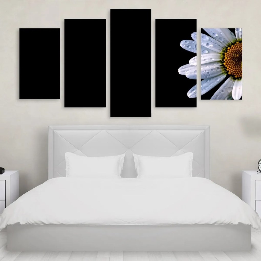 Tablou Multicanvas 5 Piese Abstract White Flowers 250x120 cm