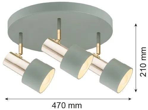 Spot DORIA 3xE27/15W/230V verde/alamă Argon 6007