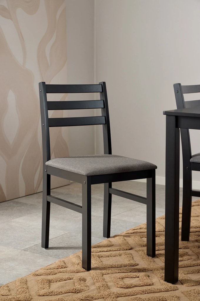 MAZZONI EXPORT Set TORINO masă + 4 scaune Negru/Gri deschis (material Sawana 21) - SET DE LEMN PENTRU BUCĂTĂRIE/SUFRAGERIE