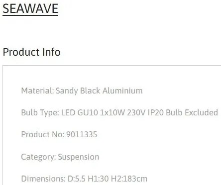 Pendul tubular design modern minimalist SEAWAVE, negru