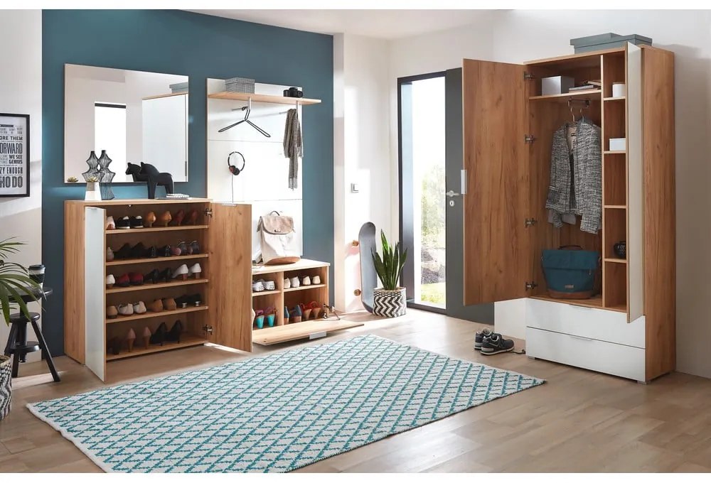 Dulap cu oglindă alb/aspect de lemn de stejar 84x196 cm Telde - Germania