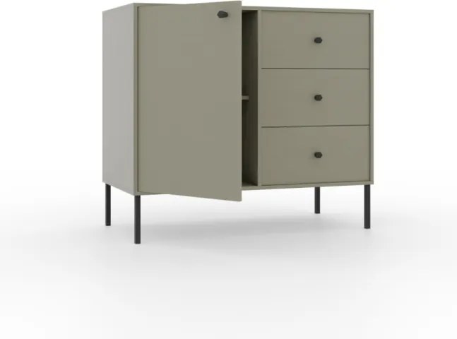 Comodă cu usa si trei sertare, 84x41x74 cm, Tili System. ADRK Furniture (Culoare: Bej nisip / Bej nisip)