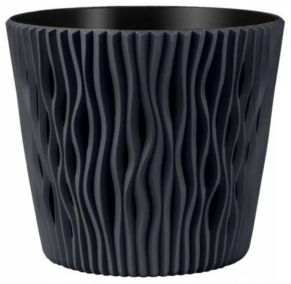 Ghiveci decorativ de flori, rotund, antracit, 7.9 L, 26.2x22.2 cm, Sandy Round