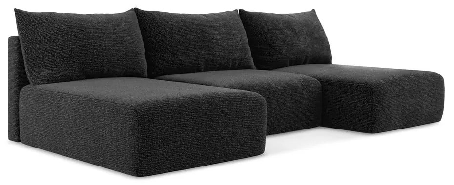 Colțar negru extensibil/cu spațiu de depozitare Kalena – Makamii