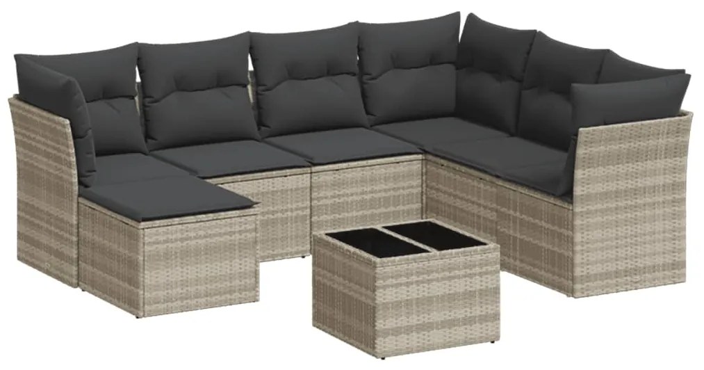 3249841 vidaXL Set mobilier de grădină cu perne, 8 piese gri deschis poliratan