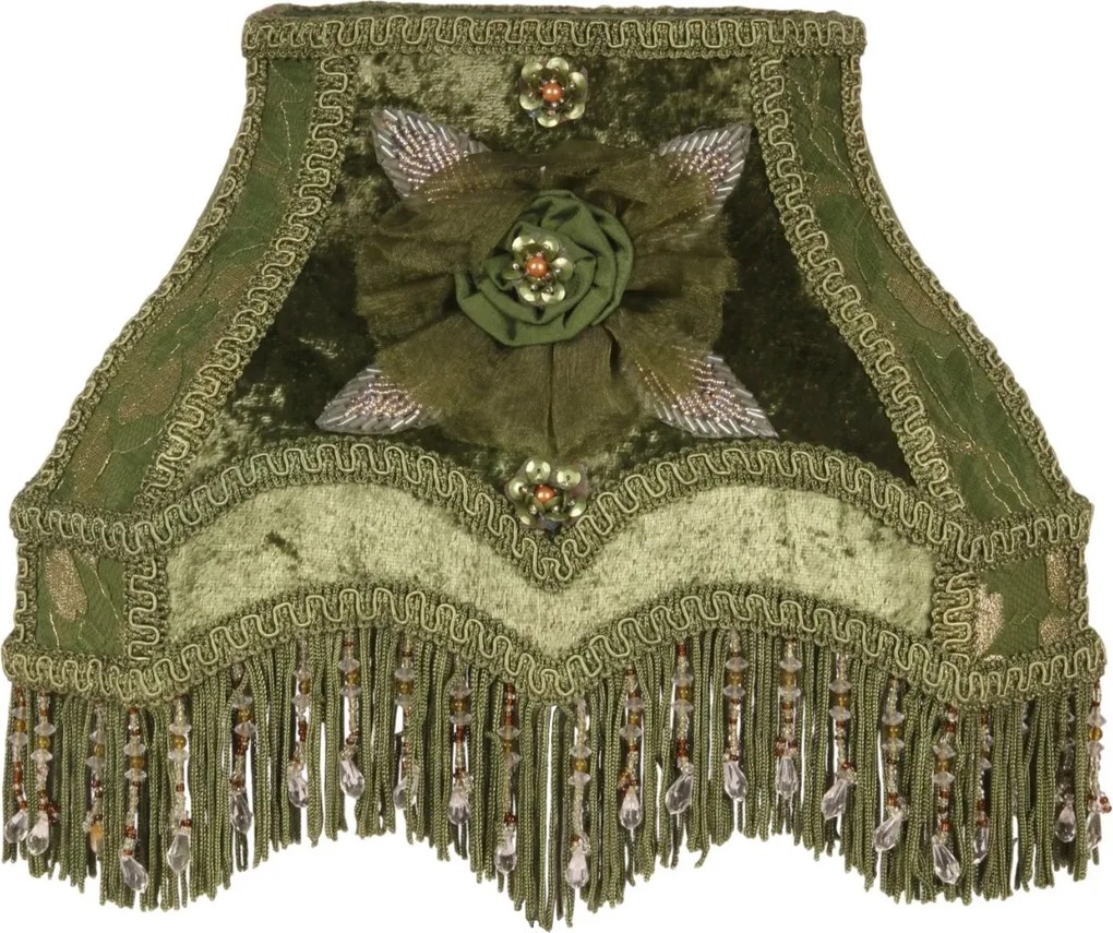 Abajur din textil, verde, formă dreptunghiulară, 17 x 22 x 18 cm, „Victoria”