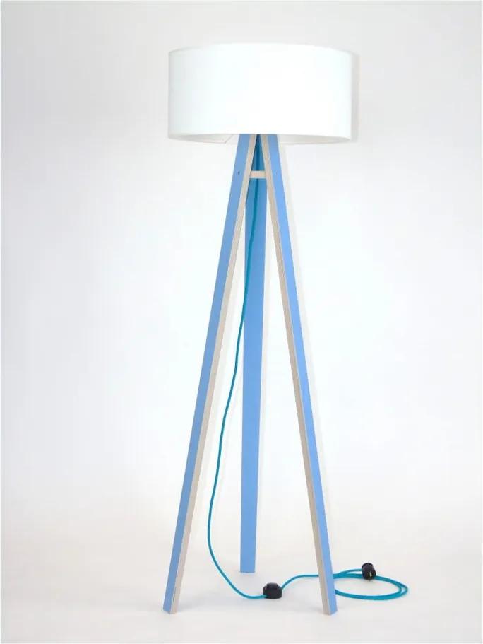 Lampadar cu abajur alb și cablu turcoaz Ragaba Wanda, albastru