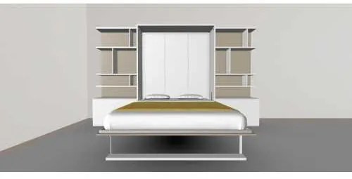 Set pat rabatabil dublu cu somiera inclusa si 2 biblioteci(100 cm) - ROYAL 160 BIG BOOKCASES SET (160X200)