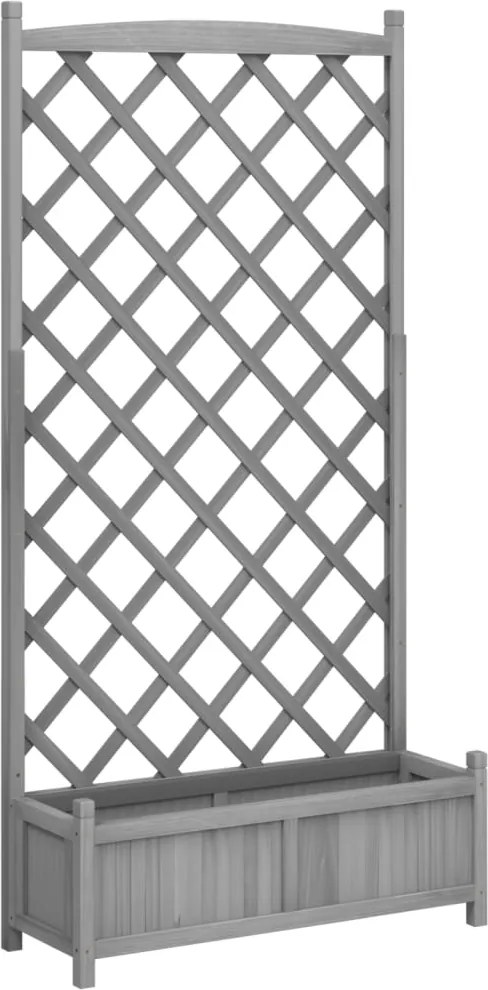 vidaXL Jardinieră cu spalier, gri, lemn masiv de brad