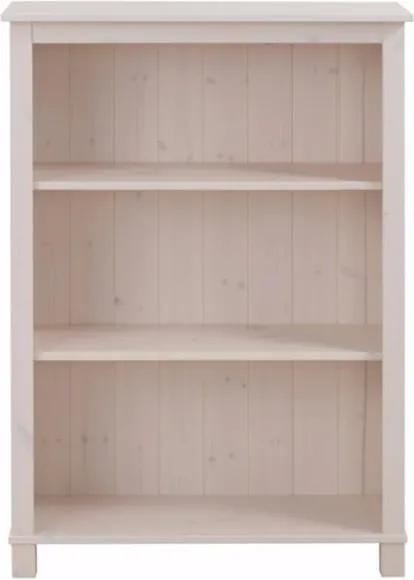 Bibliotecă joasă din lemn masiv de pin Støraa Pinto, alb