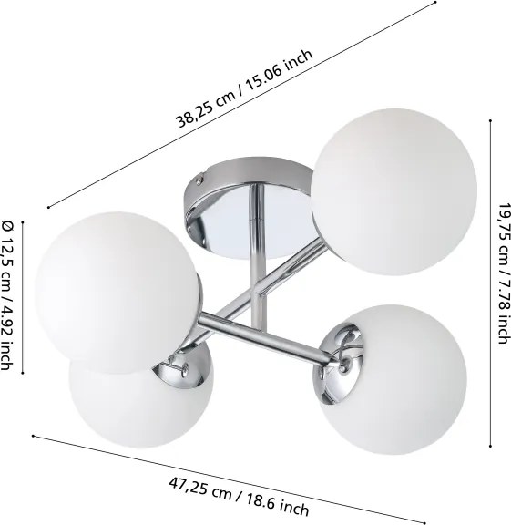 Eglo 902098 - Plafonieră LED aplicată pentru baie CASTROVIDO 4xG9/4,2W/230V IP44 crom