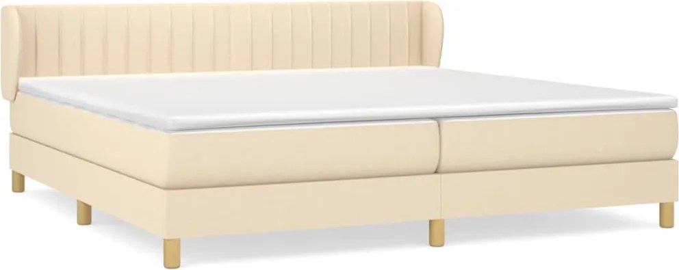 vidaXL Pat box spring cu saltea, crem, 200x200 cm, textil