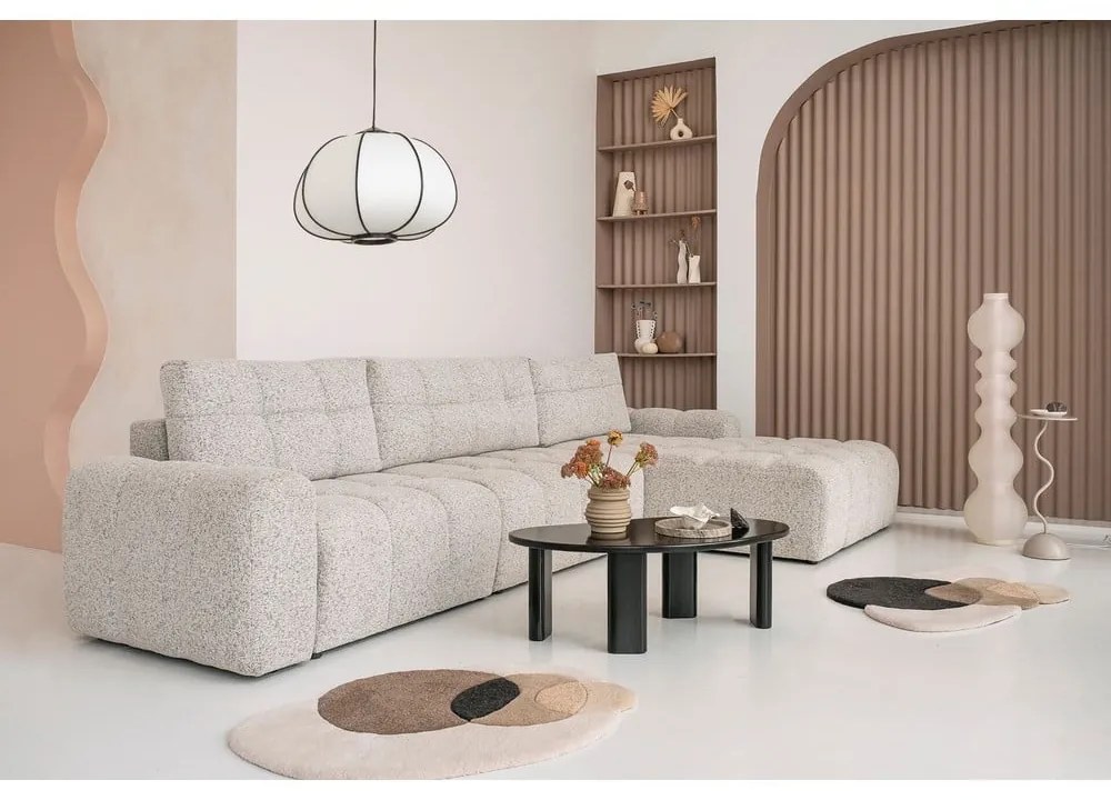 Colțar modular bej extensibil/cu spațiu de depozitare (cu colț pe partea dreaptă) Lulu – Miuform