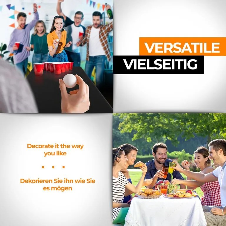 Jago Masă pliabilă 183 cm pentru 8 persoane - negru