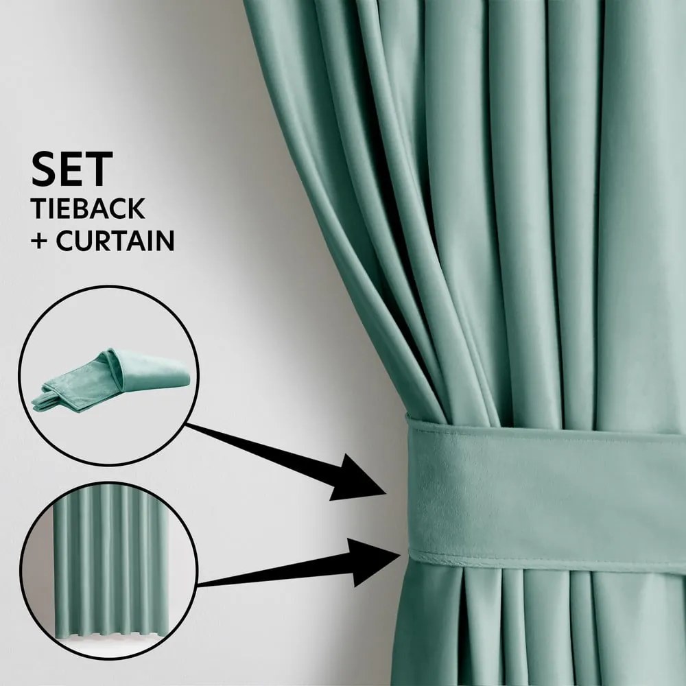 Draperie verde-deschis dimout (semi-opacă) din catifea 140x270 cm Eyelets – Restilo