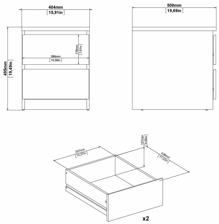 Noptieră Simplicity III, alb lucios