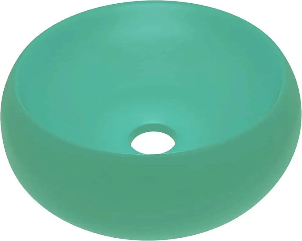 vidaXL Chiuvetă baie lux verde deschis mat 40x15 cm ceramică rotund