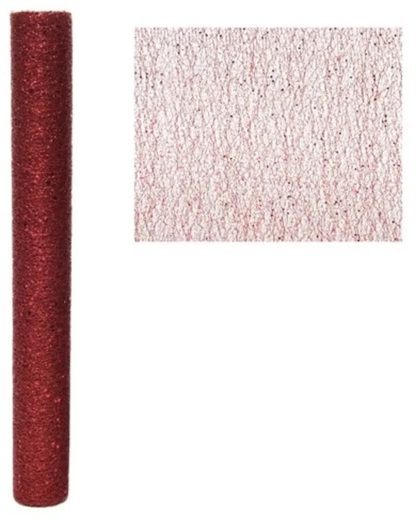 Decoratiune glitter structure, Decoris, 200x35 cm, poliester, rosu