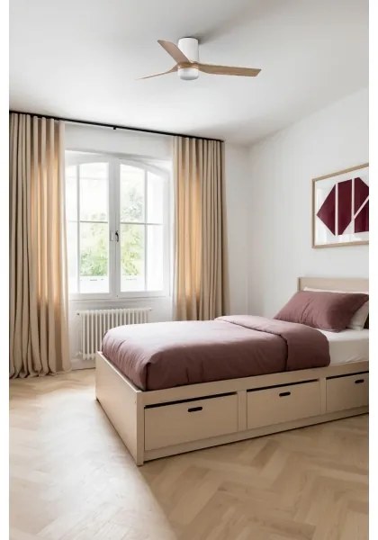 Ventilator LED dimabil de tavan FARO 33833WT-1TW MINI PUNT TUB S 10W/230V maro/alb d. 90 cm WT + telecomandă