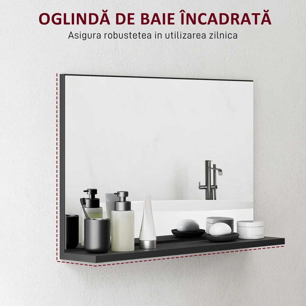 Kleankin Oglindă Baie Modernă 60x40 Alb | Aosom Romania