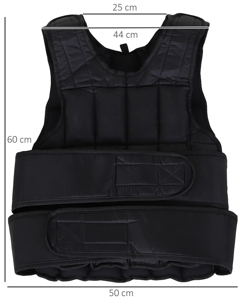 HOMCOM Vesta ponderata 20kg cu 38 Greutati, Captuseala si Inchideri cu Velcro