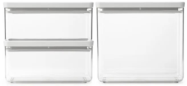 Cutii depozitare Brabantia Tasty+ Stackable 1008882, 1.5L/3.5L, Fara BPA, Inchidere etansa, Gri deschis