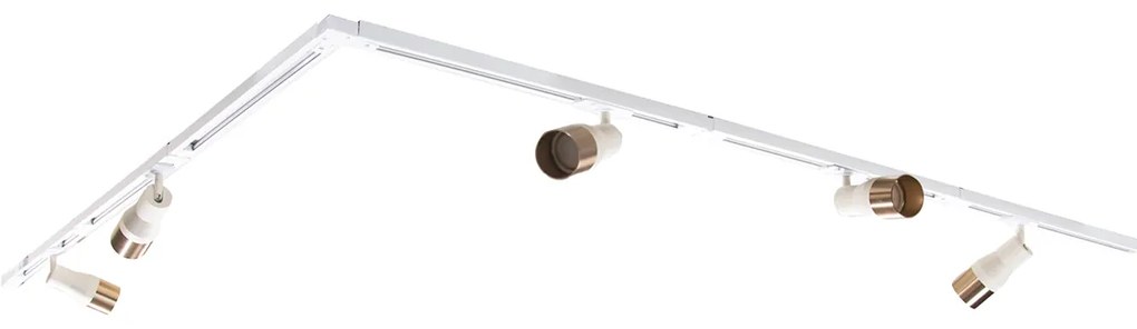 Sistem modern de iluminat pe șine cu 5 spoturi bej cu auriu monofazat - Iconic Kohua
