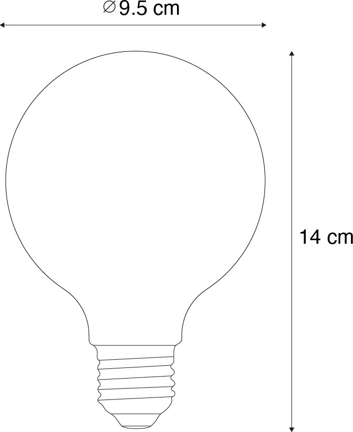 Set de 5 becuri LED inteligente E27, reglabile, G95, transparente, 7W, 806 lm, 2700-6500K, Zigbee