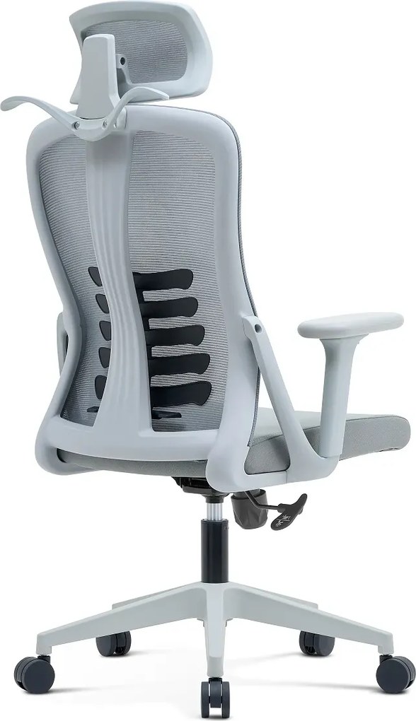 RESIGILAT- NICOLE-H Scaun ergonomic, cotiere 4D, tetiera 2D, suport lombar ajustabil, umeras, spatar Mesh, sezut textil, Gri