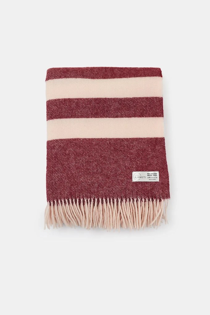 Pătură de lux din lână Stripe, burgundy cul.vinului 140x200 cm