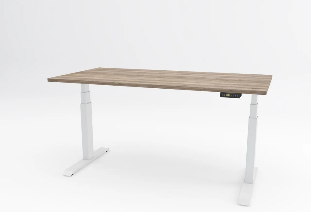 Birou reglabil pe inaltime TerrA7 WHITE - 2 motoare, profil dreptunghiular, culoare cadru Alb (Dimensiune blat: 120x60cm, Culoare blat: Negru 25mm)