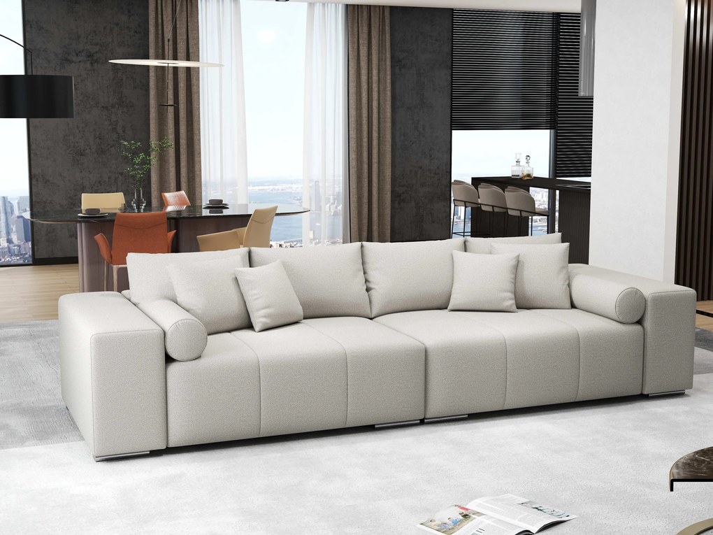 Canapea extensibilă dumonde cu ladă de depozitare si sezut confortabil din spuma high-density, Marbela Enjoy Beige XXL 295x100 cm
