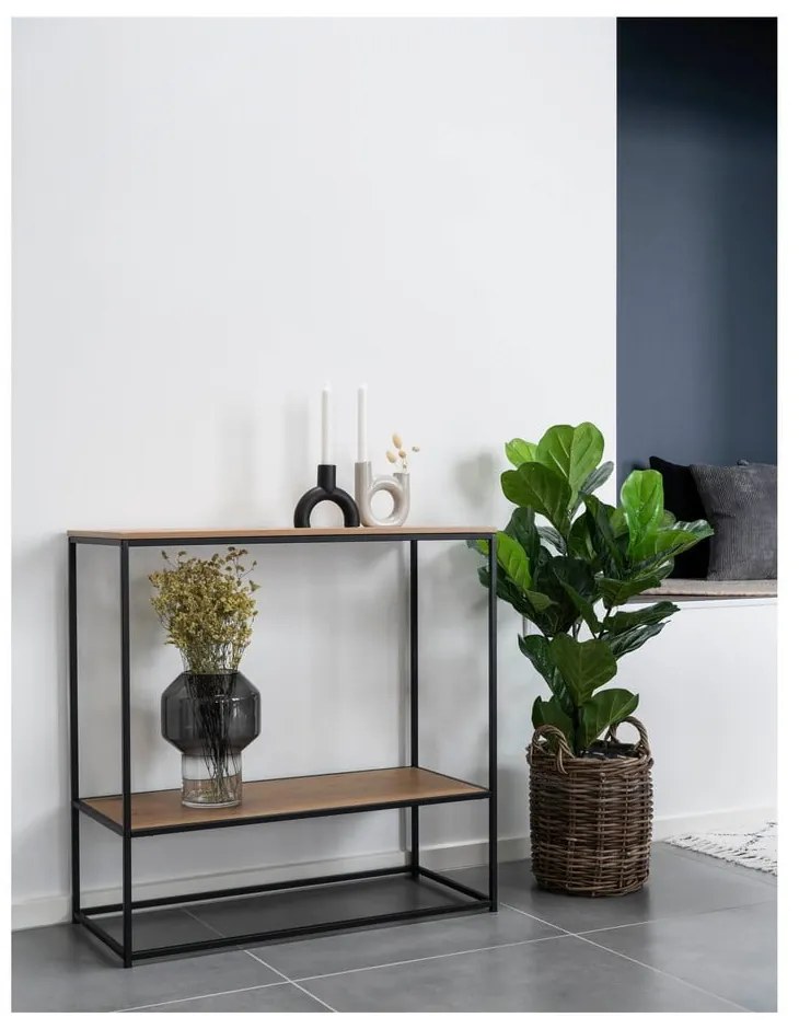 Masă consolă cu blat cu aspect de lemn de stejar 80x36 cm Vita – House Nordic