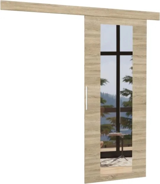 Usa glisanta cu oglinda, Brit, ADRK Furniture (Culoare: Alb, Latime: 86 cm)