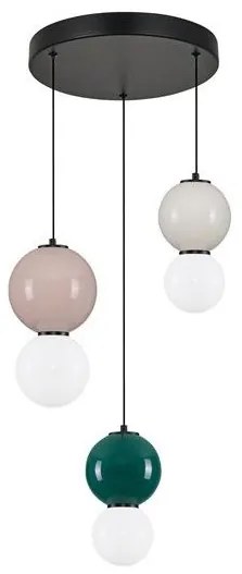 Lustra LED decorativa portelan mocha, jasper, gri, sticla alb, NOESIS