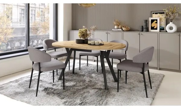 Masă dining ARTUR, stejar artisan/negru