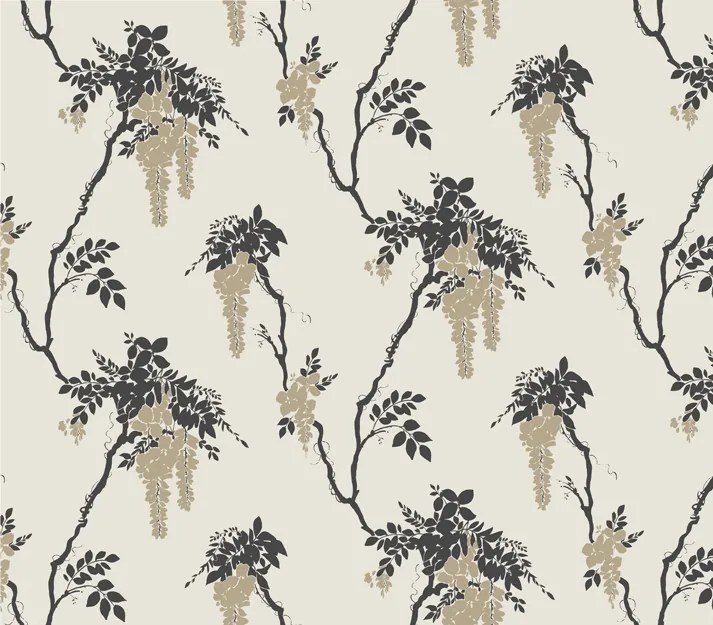 Tapet Leonora, Gold and Black Luxury Floral, 1838 Wallcoverings, 5.3mp / rola