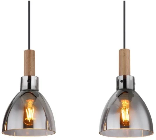 Globo 15550-4H - Lustră suspendată MATTEA pe cablu, 4xE27/6W/230V, negru/fumuriu