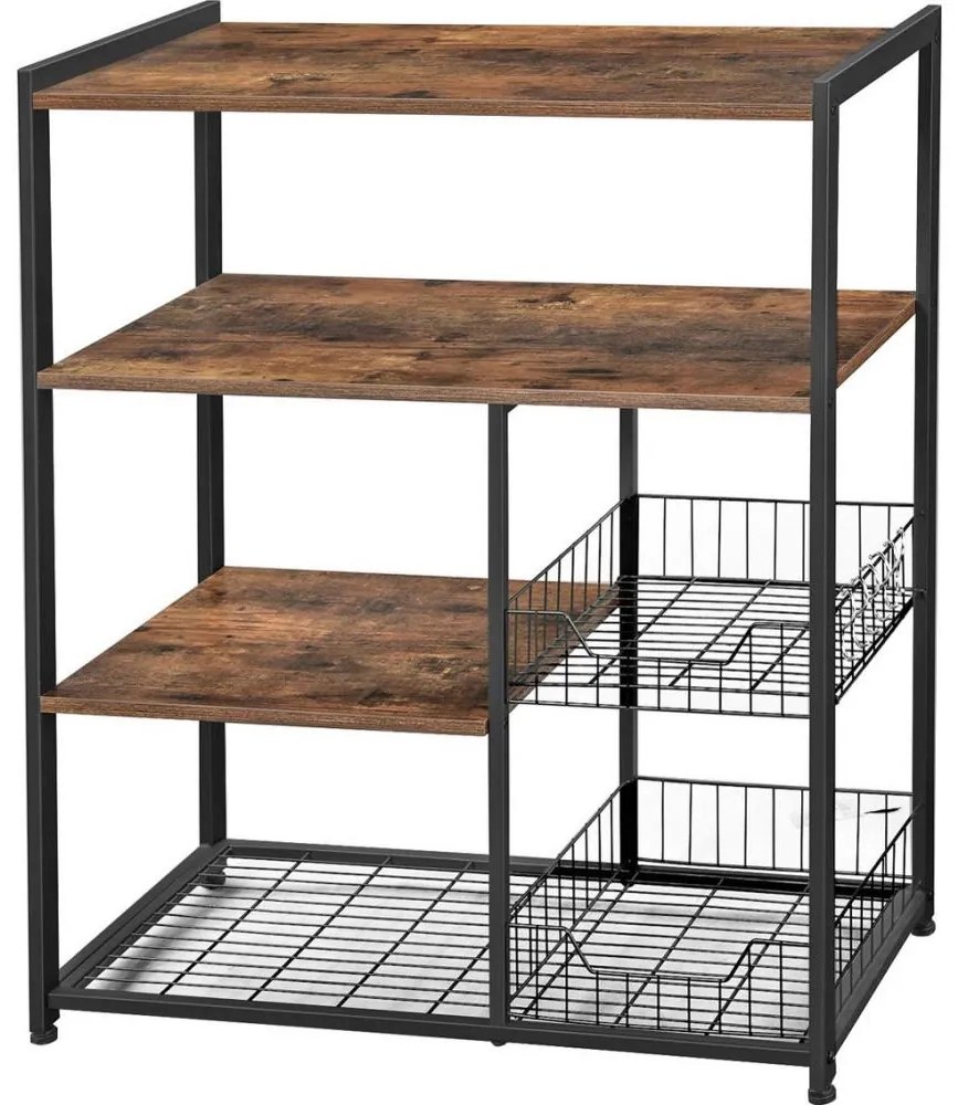 Etajeră de bucătărie MARGE maro/negru