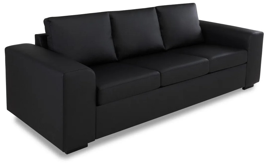 Canapea Scandinavian Choice B109Numărul de locuri: 3, Negru, 232x90x84cm, Piele eco, Picioare: Lemn
