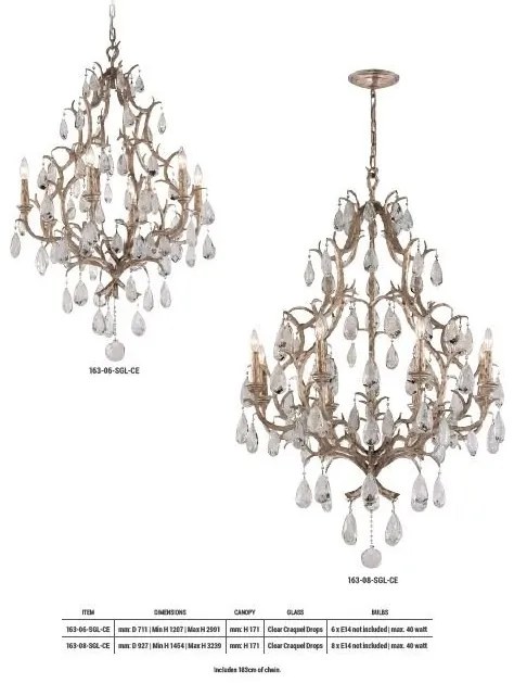 Candelabru LUX realizat manual din fier forjat, cu 6 brate, AMADEUS 6