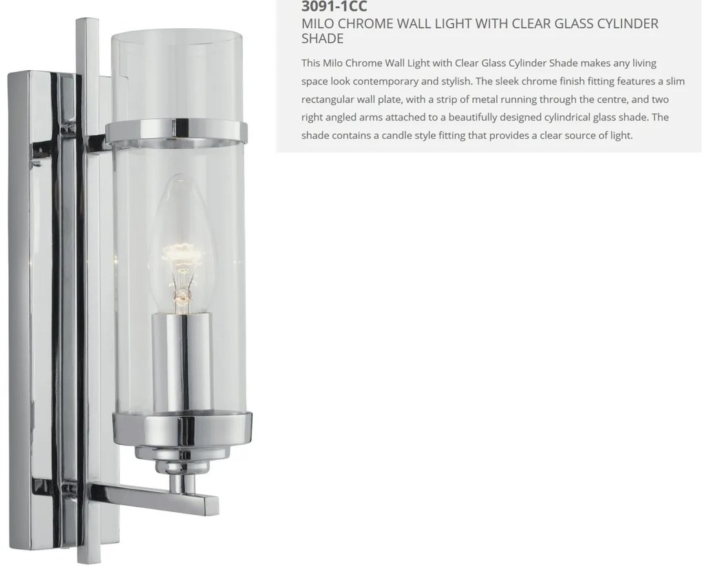 Aplica de perete eleganta design modern Milo 3091-1CC SRT