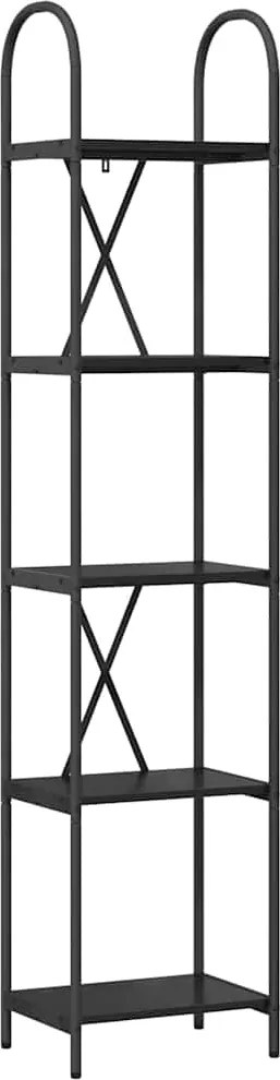 vidaXL Raft pentru cărți Stejar Negru 40 x 30 x 183 cm Lemn compozit