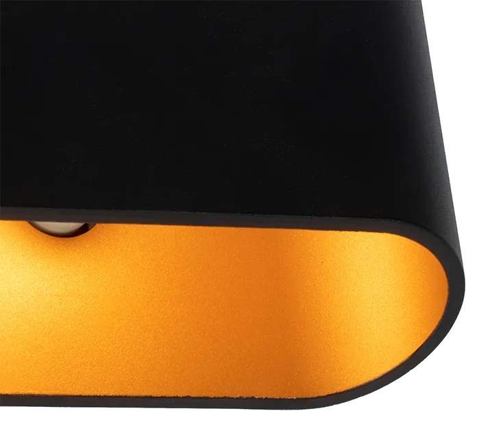 Aplică modernă neagră cu interior auriu oval - Alone
