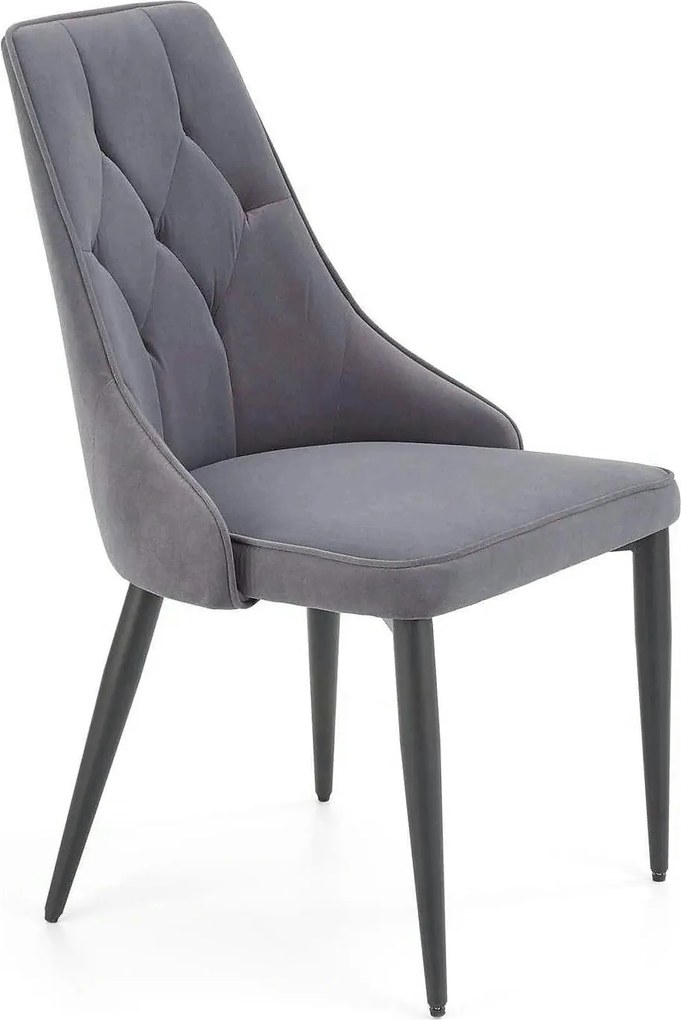 Scaun K365, gri/negru, stofa catifelata/metal, 52x57x90 cm