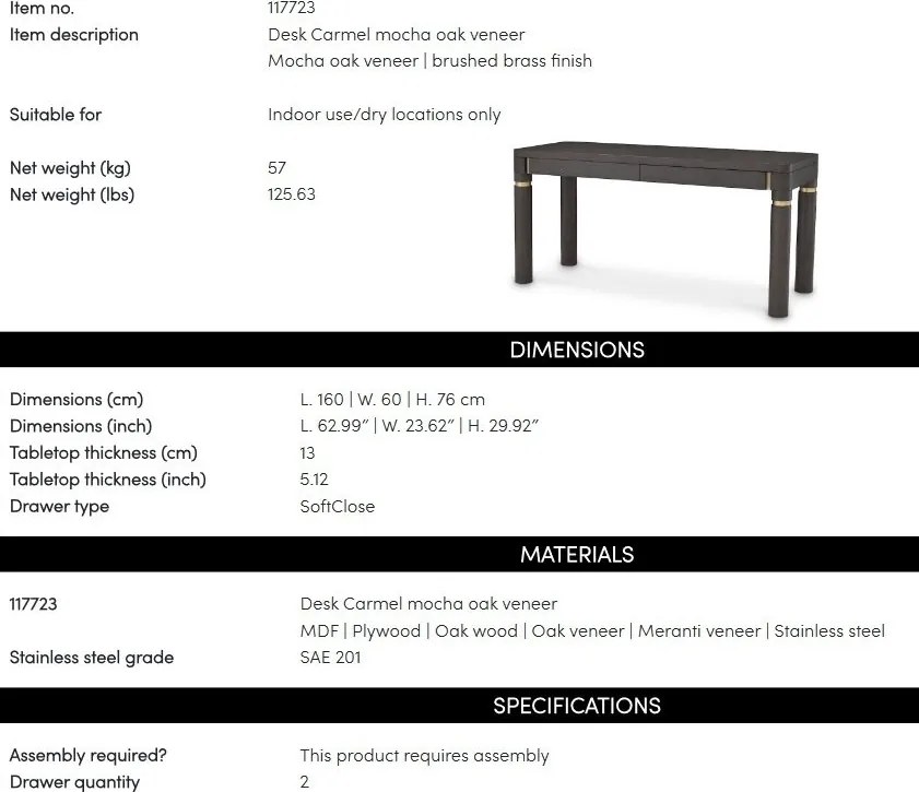 Birou modern design LUX Carmel, Mocha