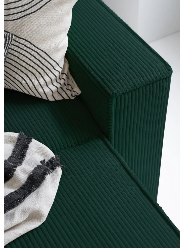 Colțar verde închis extensibil cu tapițerie din catifea reiată (cu colț pe partea stângă /în formă de "U") Brave Dave – Miuform