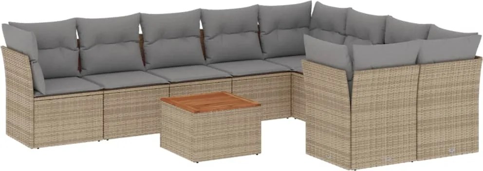 vidaXL Set canapele de grădină cu perne, 10 piese, bej, poliratan